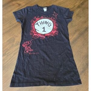 Universal Studios Dr. Seuss Thing 1 T-Shirt Women Small Black Red Tee Kite Rare